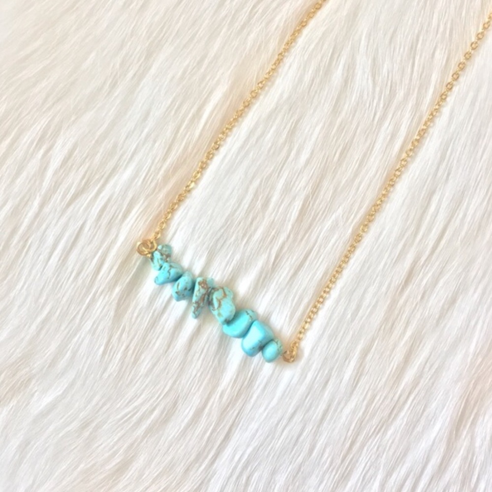 Turquoise Bar Necklace in Gold